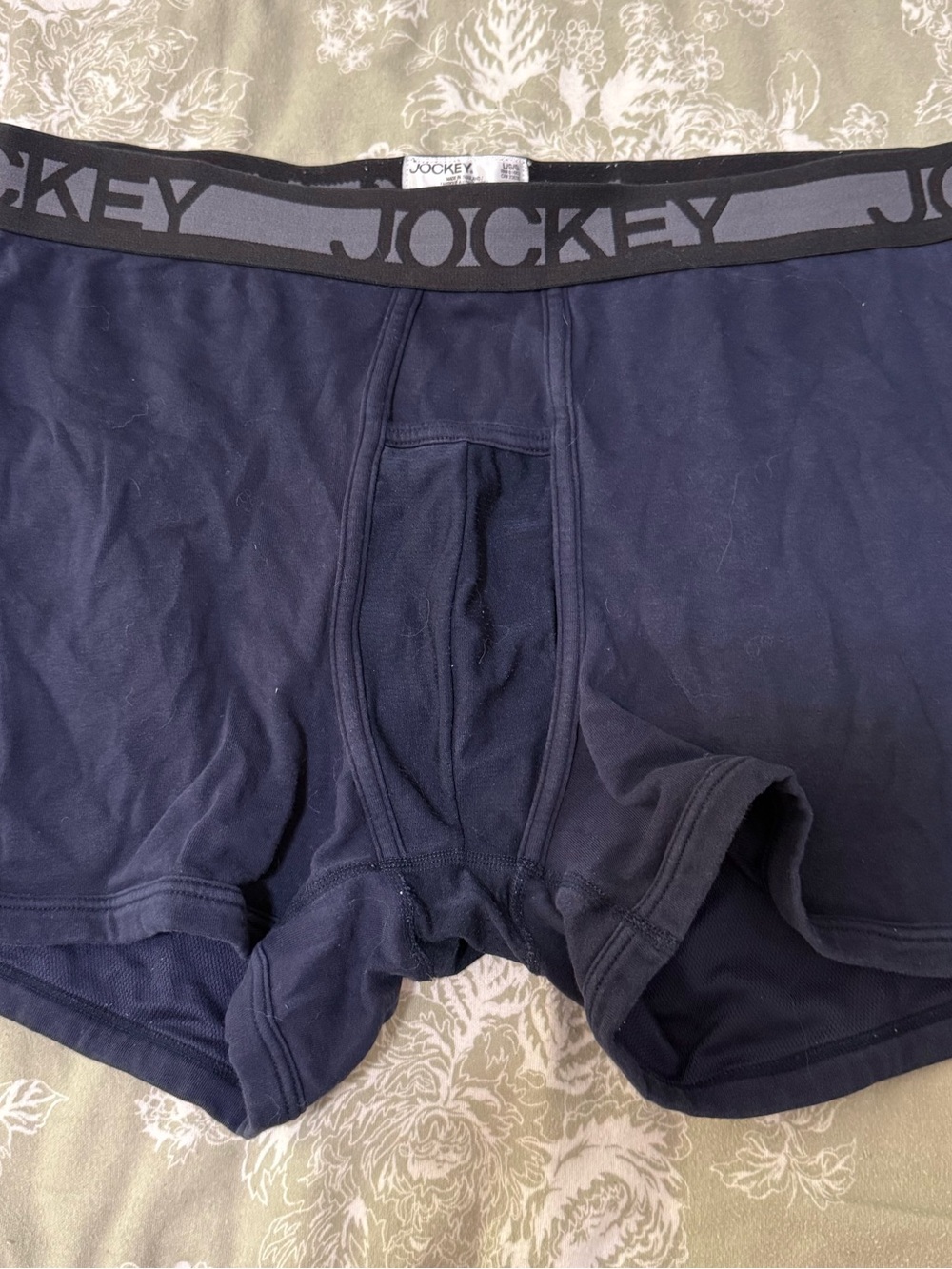 Jockey Men's Dark Blue Boxer Briefs with Black Logo Waistband
